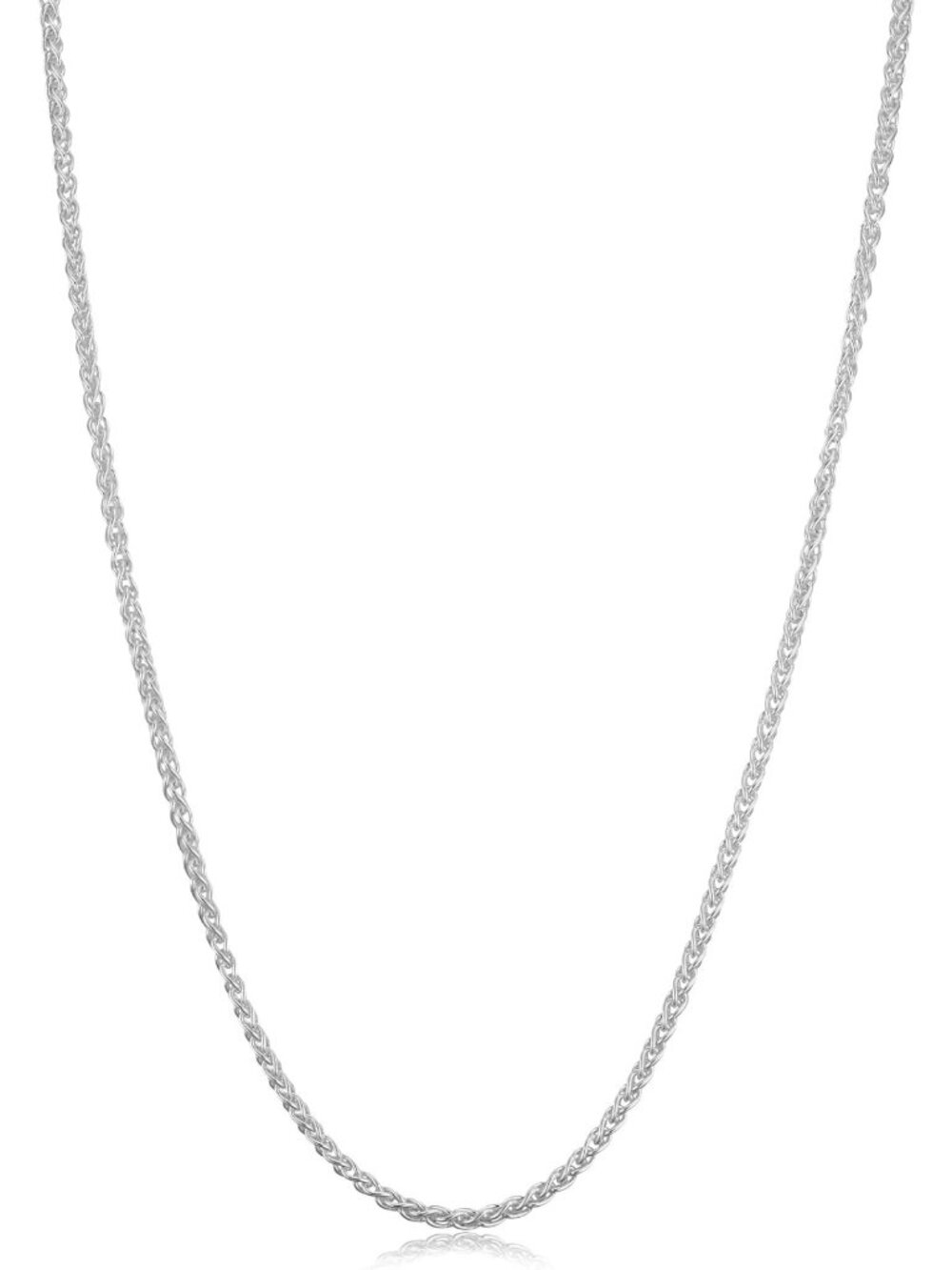 925 Sterling Silver Round Wheat Chain Necklace - Elegant & Durable Jewelry Piece